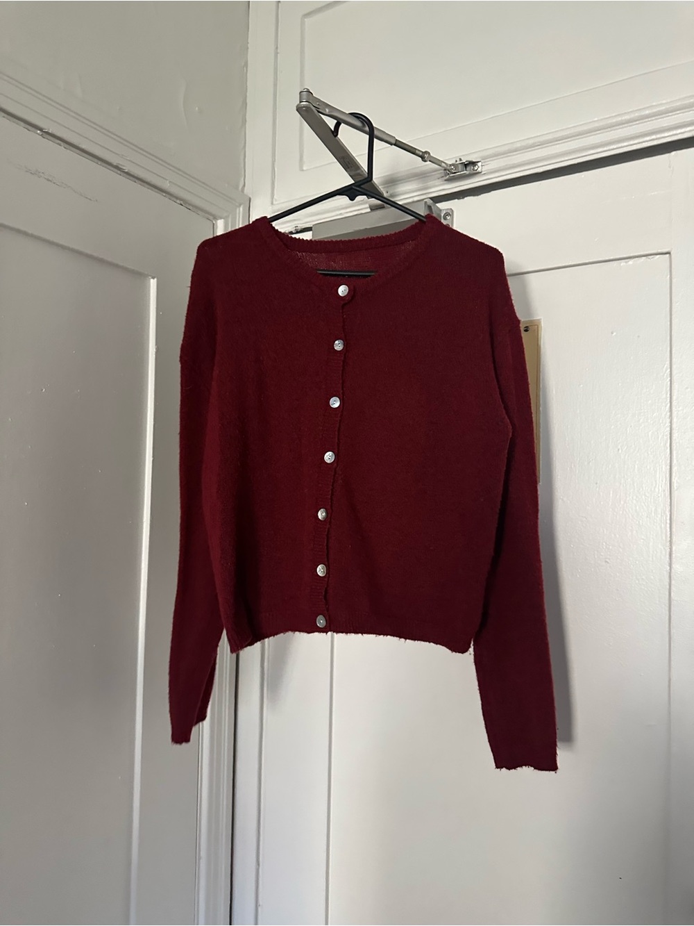 Women’s Burgundy Button-Front Sweater Cardigan